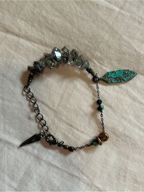 Herkimer diamond bracelet mcopper beads & Turquoise